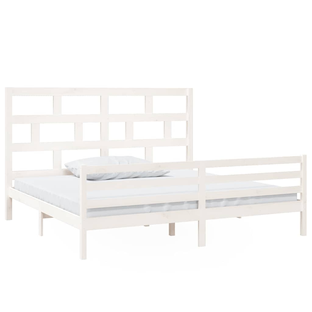 Okvir za krevet od masivne borovine bijeli 200 x 200 cm