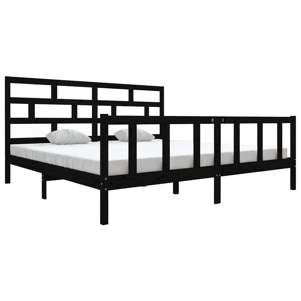 Okvir za krevet od masivne borovine crni 200 x 200 cm