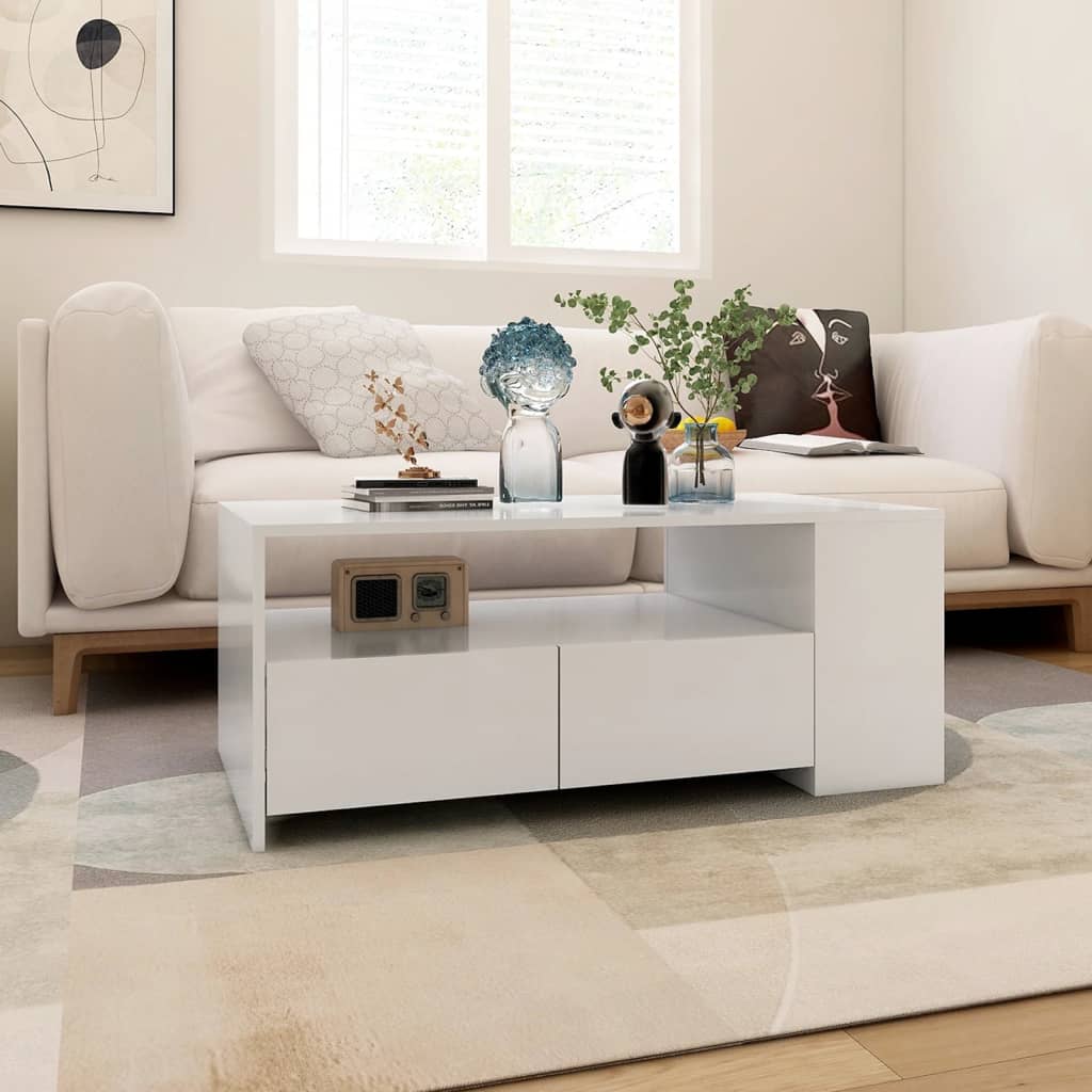 Stolić za kavu bijeli 102 x 55 x 42 cm od konstruiranog drva