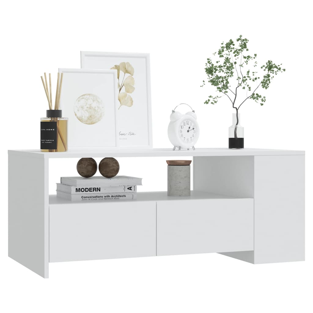 Stolić za kavu bijeli 102 x 55 x 42 cm od konstruiranog drva