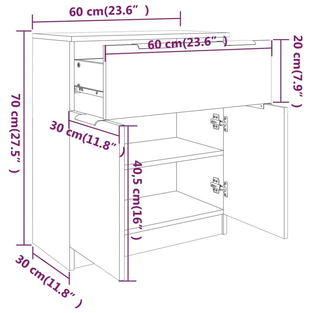 Komoda boja hrasta sonome 60 x 30 x 70 cm od konstruiranog drva