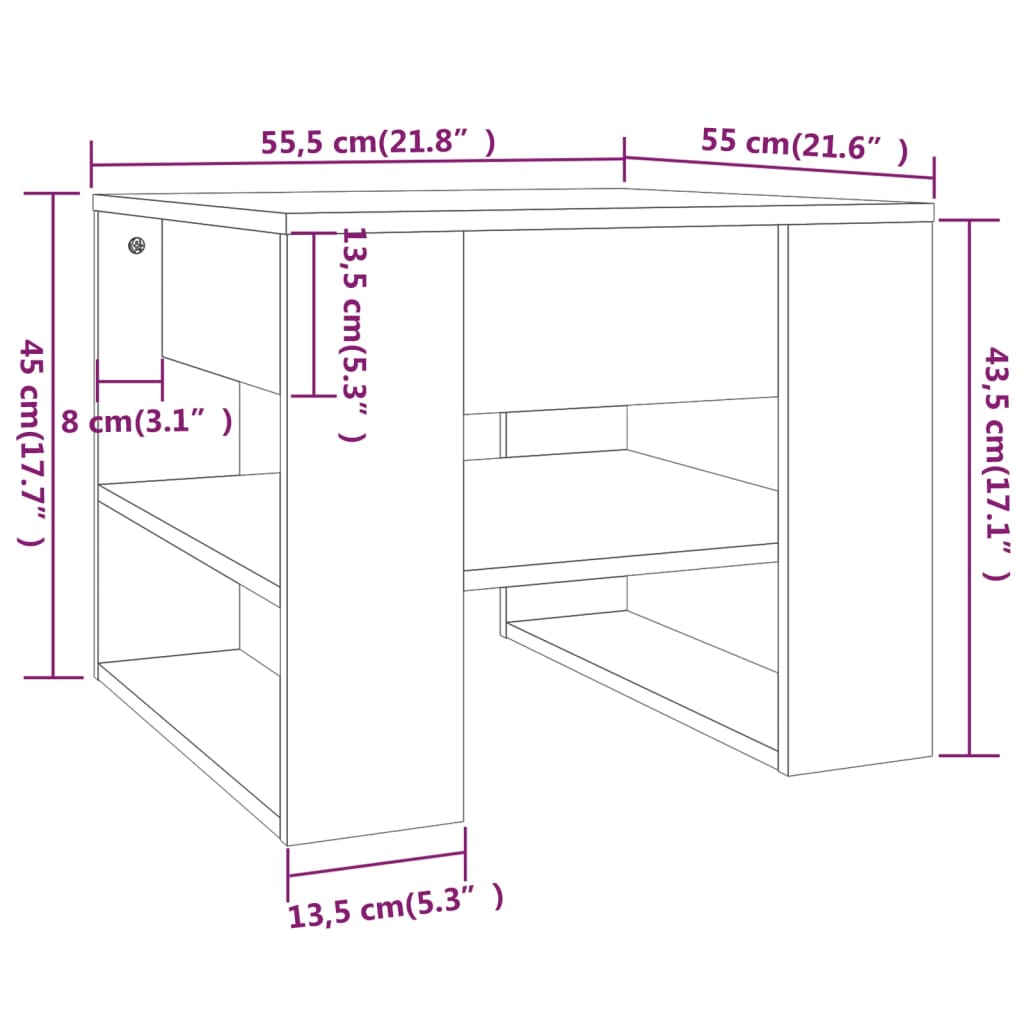 Stolić za kavu boja Smeđa 55,5x55x45 cm konstruirano drvo
