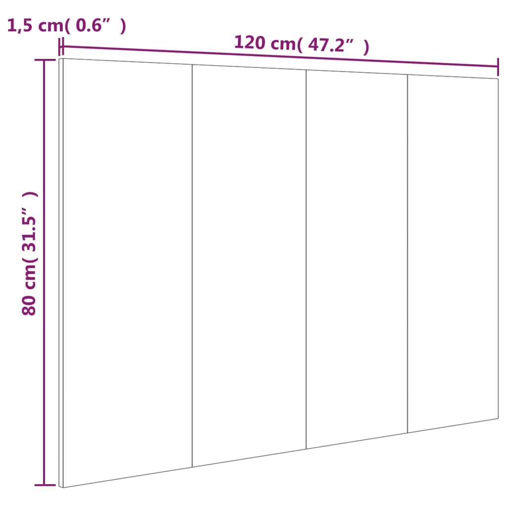 Uzglavlje za krevet boja dimljenog hrasta 120x1,5x80 cm drveno