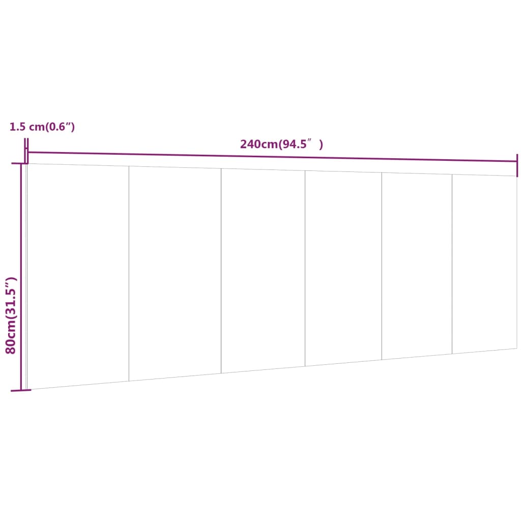 Zidno uzglavlje boja dimljenog hrasta 240 x 1,5 x 80 cm drveno