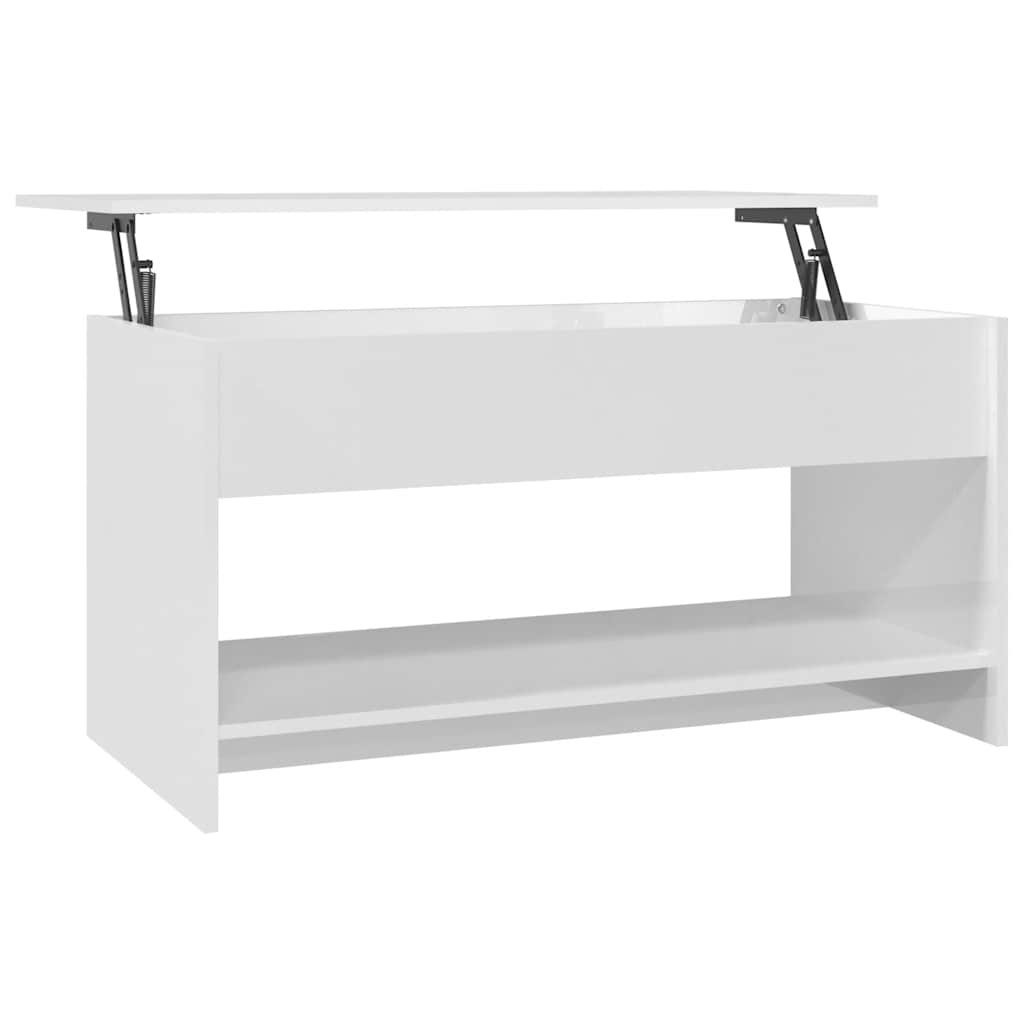 Stolić za kavu sjajni bijeli 102x50,5x52,5 cm konstruirano drvo