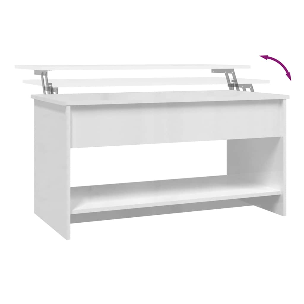Stolić za kavu sjajni bijeli 102x50,5x52,5 cm konstruirano drvo