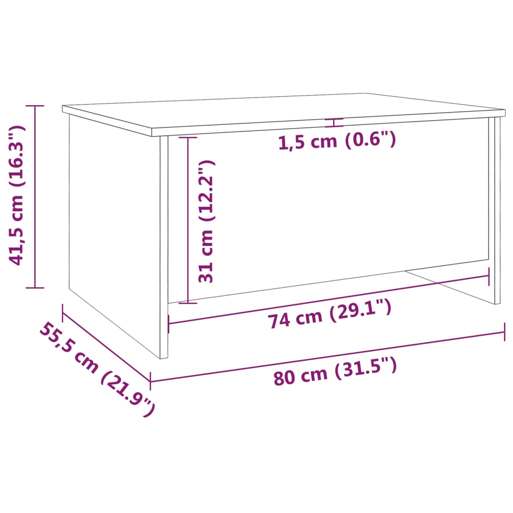 Stolić za kavu boja betona 80x55,5x41,5 cm konstruirano drvo