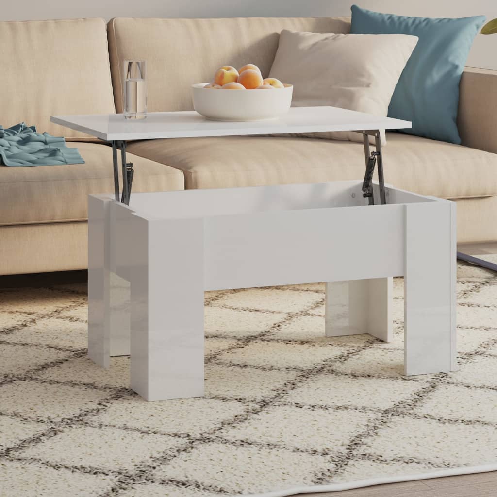 Stolić za kavu visoki sjaj bijeli 79x49x41 cm konstruirano drvo