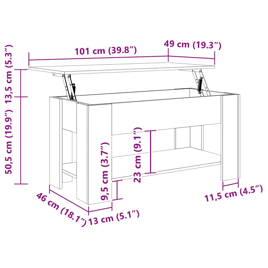 Stolić za kavu bijeli 101x49x52 cm od konstruiranog drva