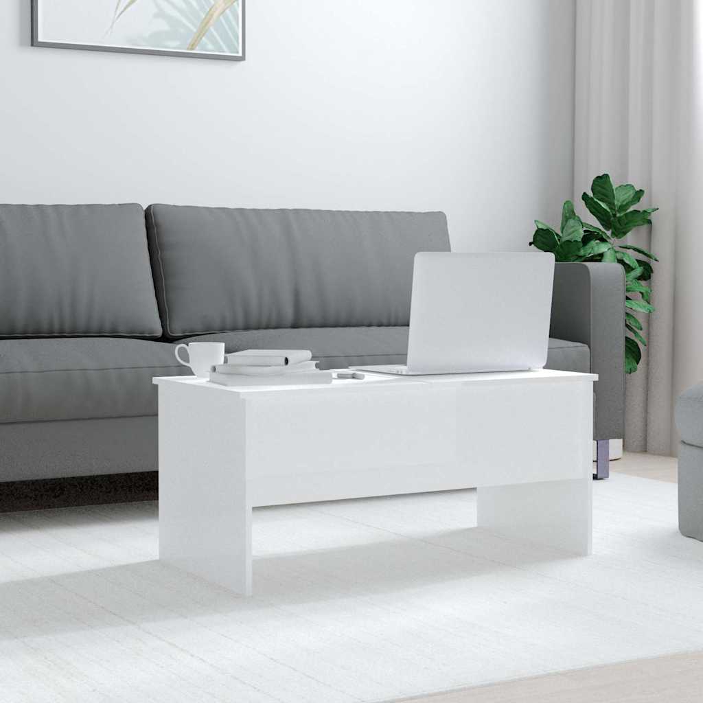 Stolić za kavu sjajni bijeli 102x50,5x46,5 cm konstruirano drvo