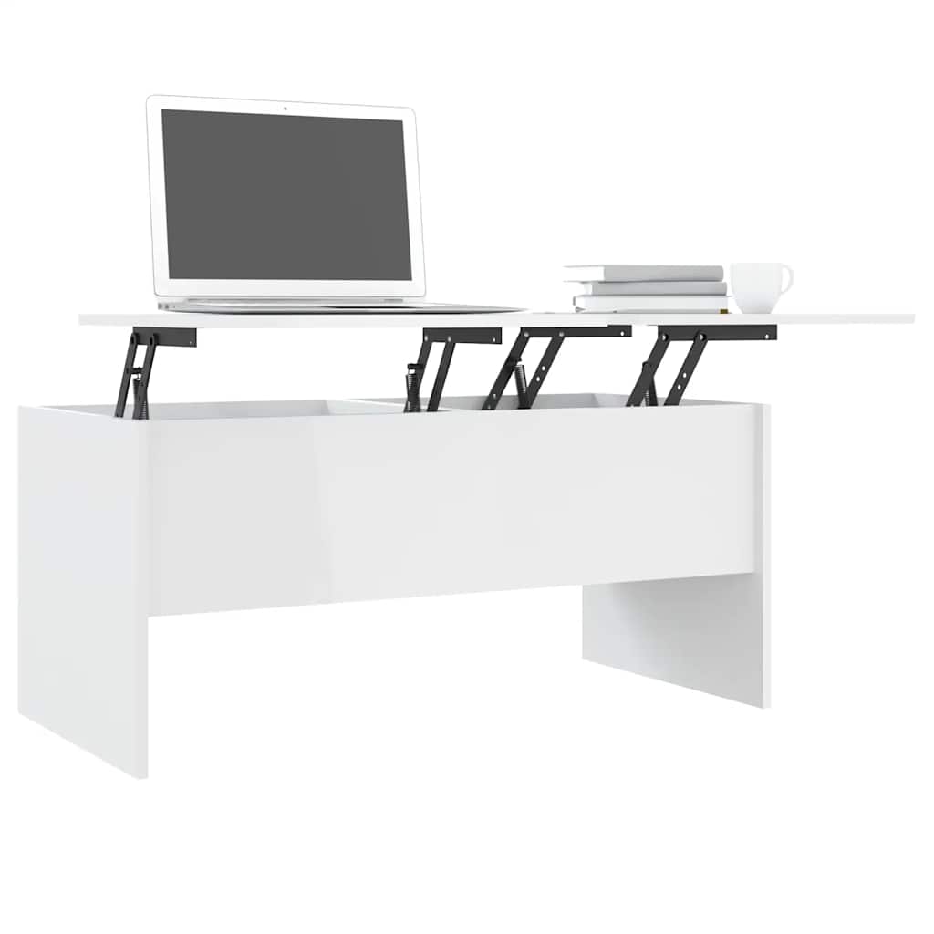 Stolić za kavu sjajni bijeli 102x50,5x46,5 cm konstruirano drvo