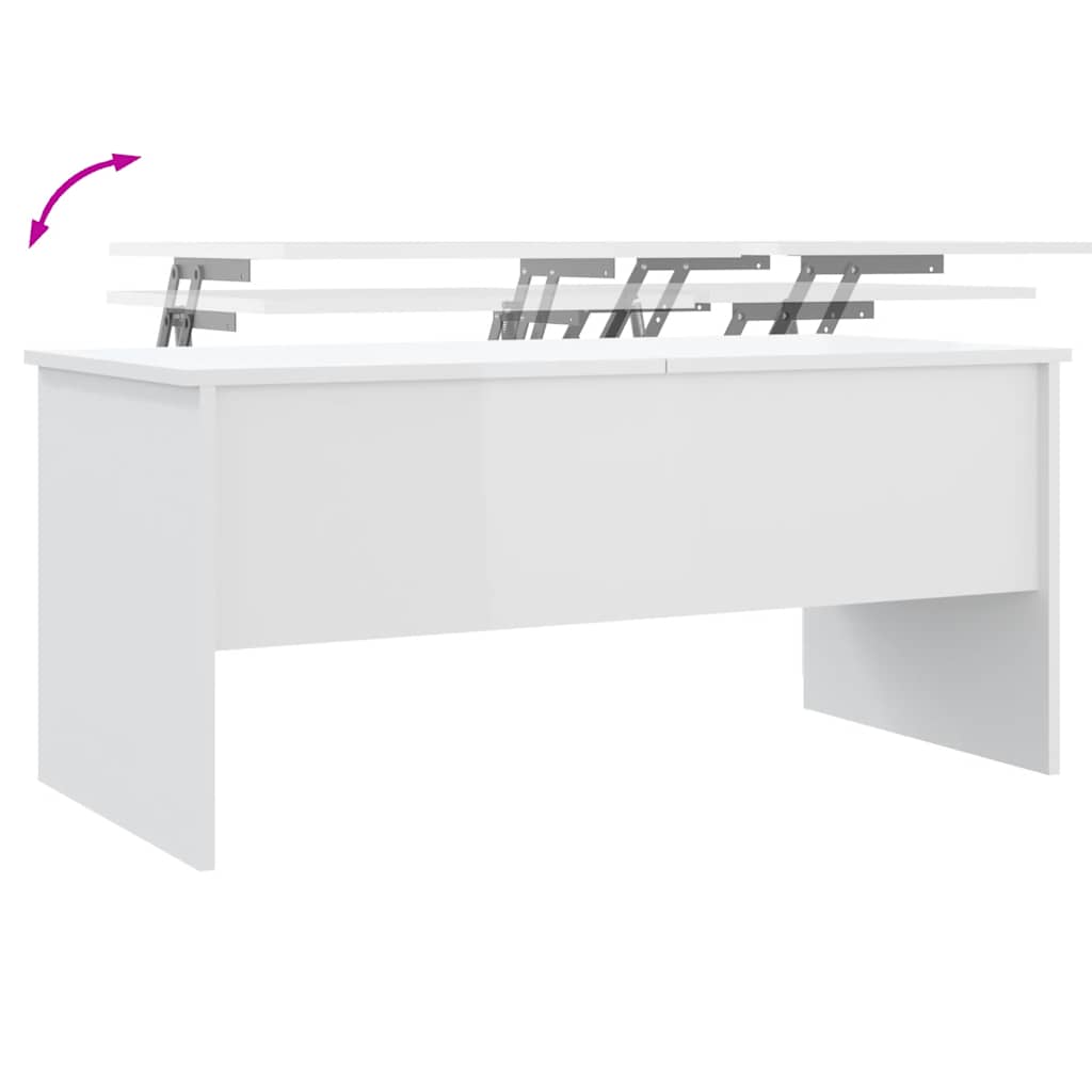 Stolić za kavu sjajni bijeli 102x50,5x46,5 cm konstruirano drvo