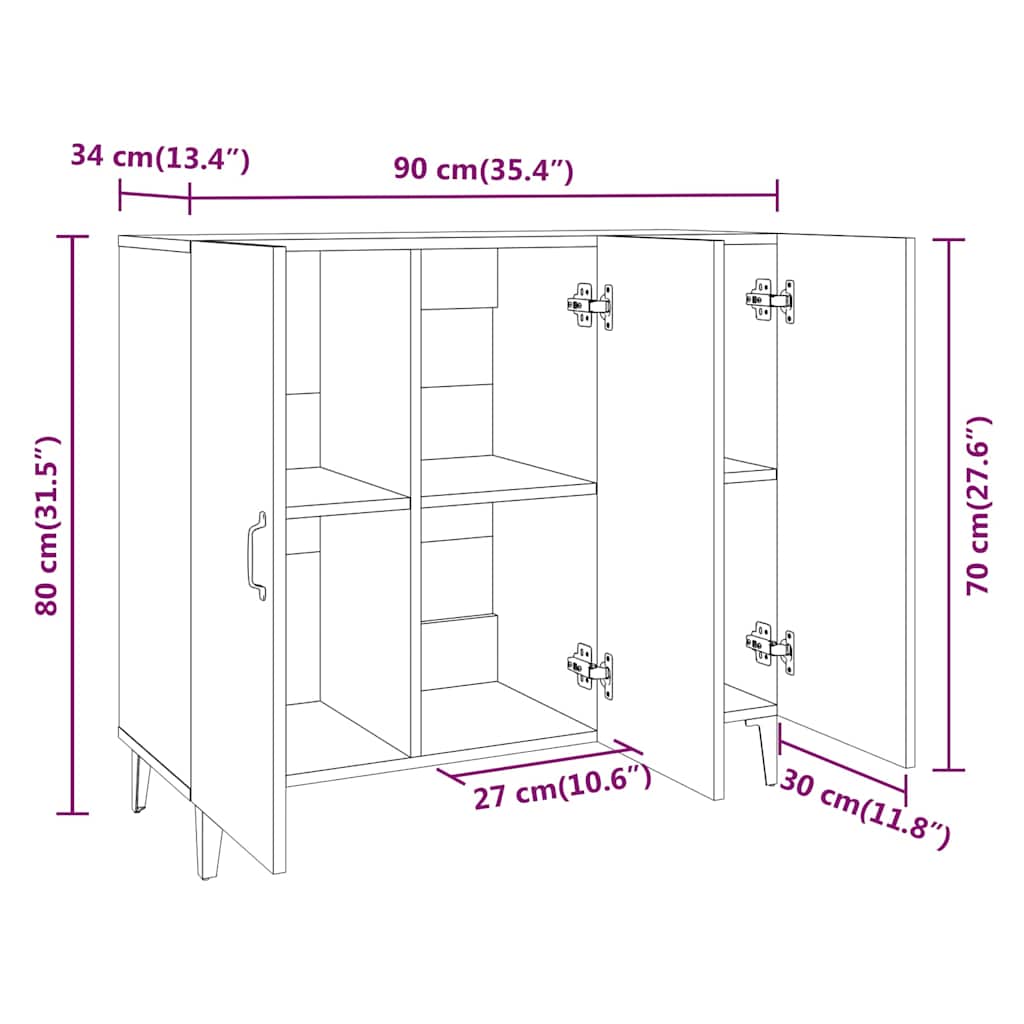 Komoda siva boja betona 90x34x80 cm od konstruiranog drva