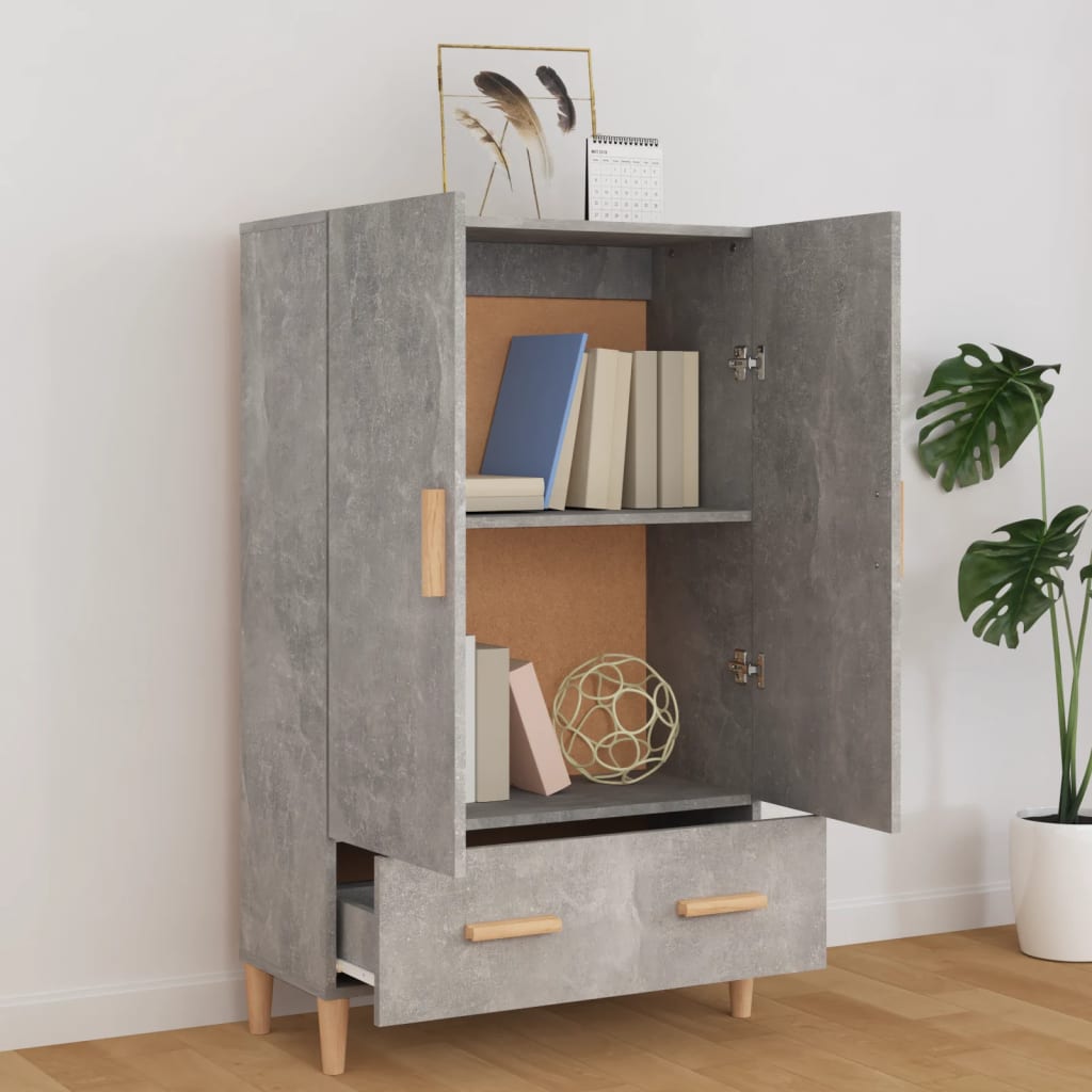 Visoka komoda siva boja betona 70x31x115 cm konstruirano drvo