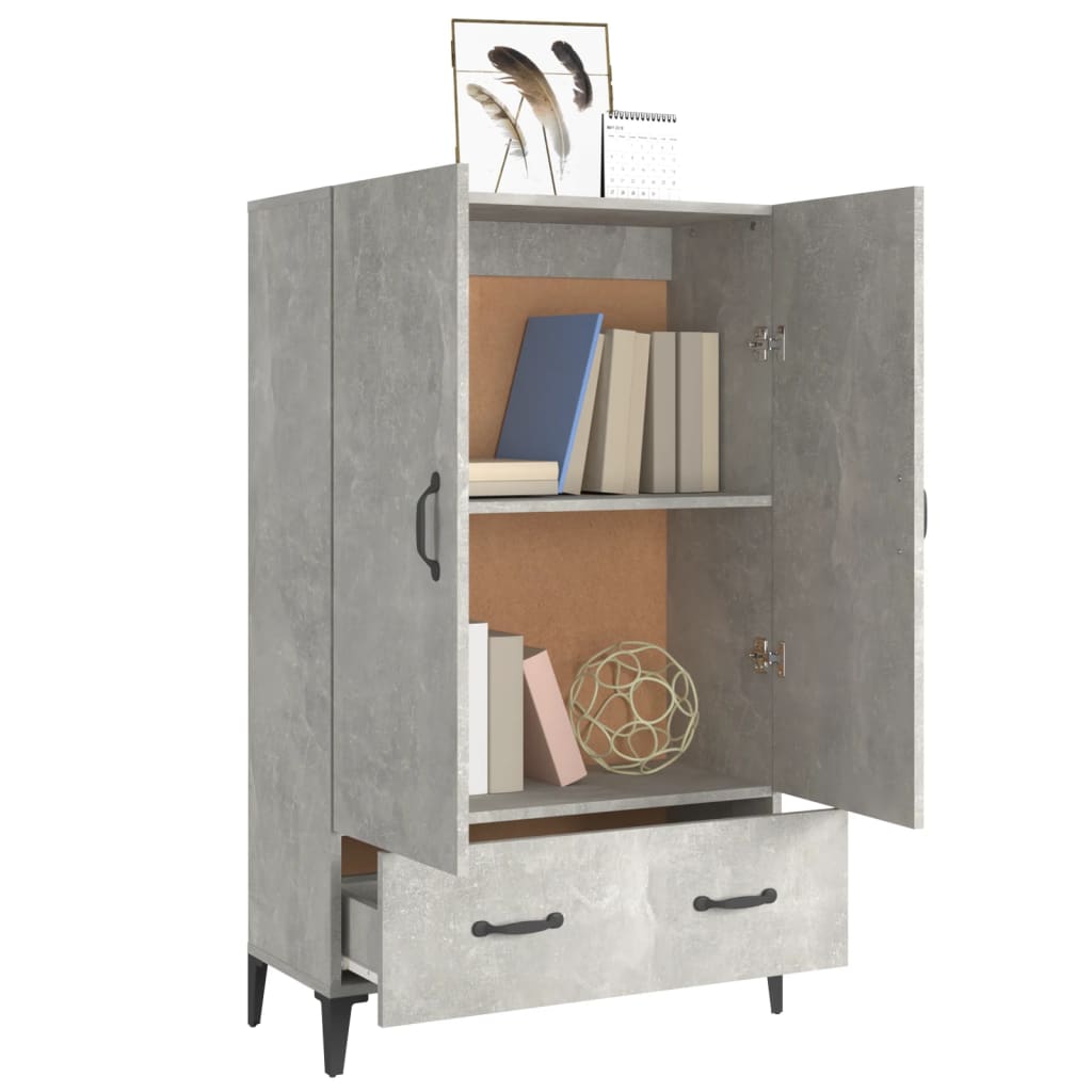 Visoka komoda siva boja betona 70x31x115 cm konstruirano drvo