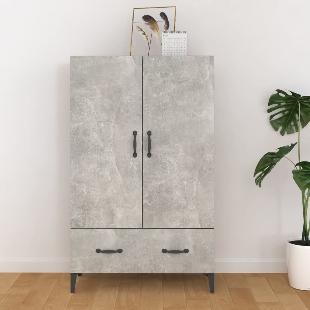 Visoka komoda siva boja betona 70x31x115 cm konstruirano drvo
