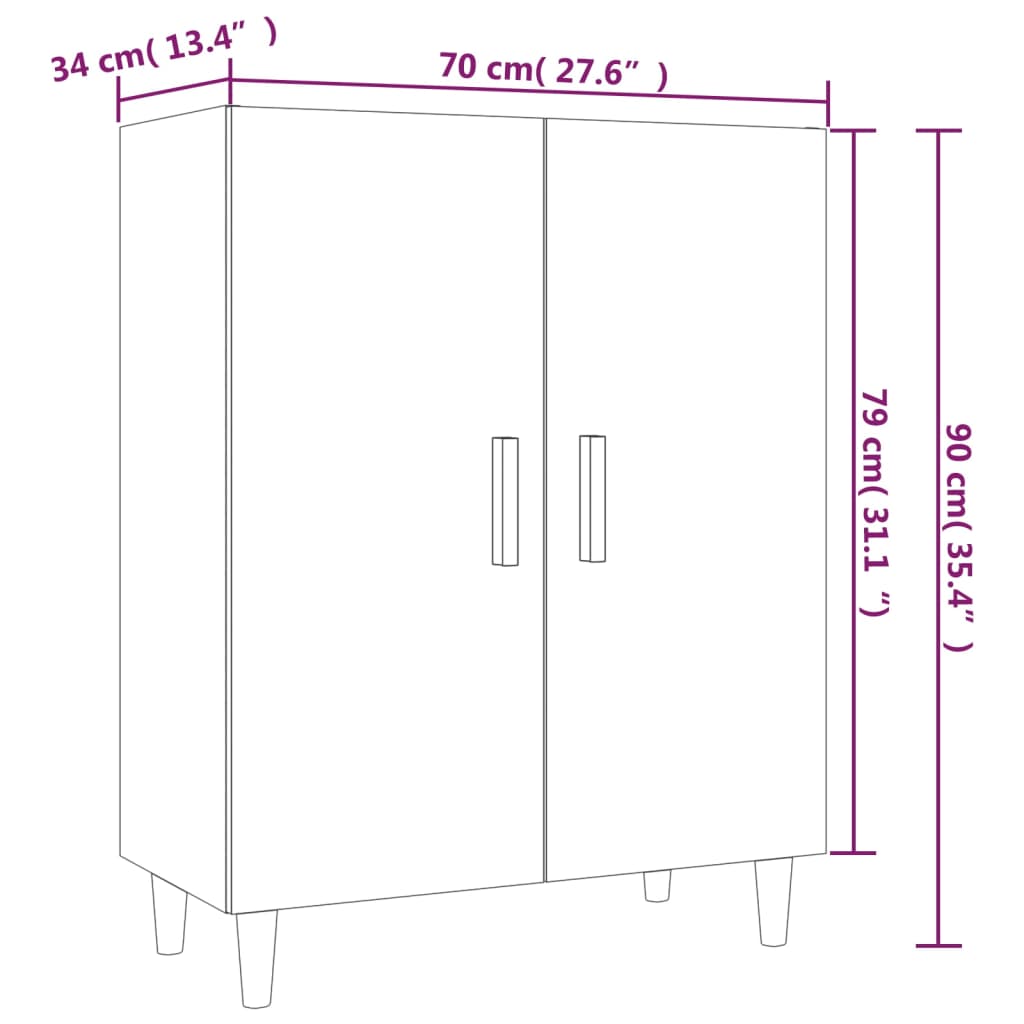 Komoda boja siva sonome 70x34x90 cm od konstruiranog drva