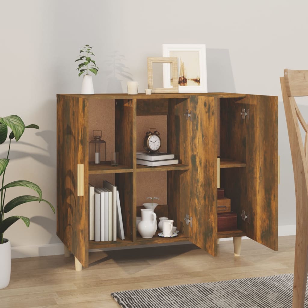 Komoda boja dimljenog hrasta 90 x 34 x 80 cm konstruirano drvo