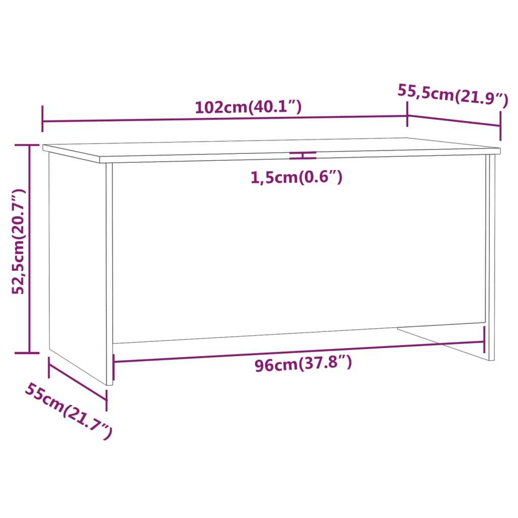 Stolić za kavu sivi hrast 102x55,5x52,5 cm konstruirano drvo