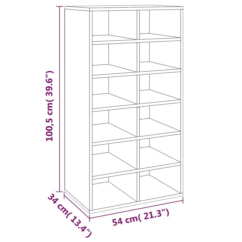 Stalak za cipele boja hrasta 54x34x100,5 cm konstruirano drvo Smeđa
