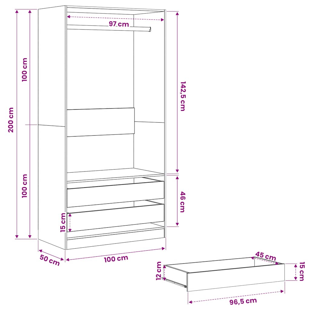 Ormar boja dimljenog hrasta 100 x 50 x 200 cm konstruirano drvo