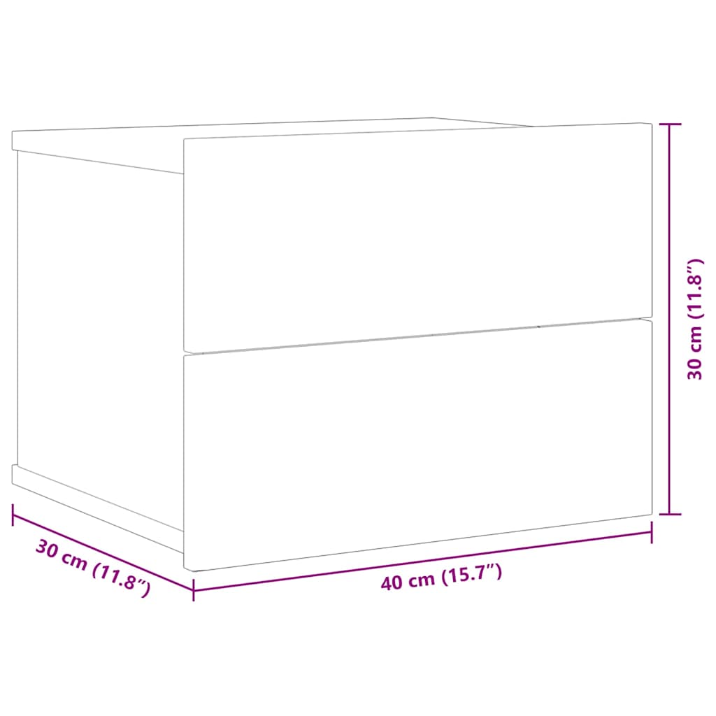 Noćni ormarići 2 kom dimljeni hrast 40 x 30 x 30 cm drveni