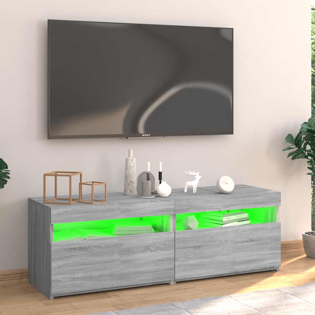 TV ormarić s LED svjetlima boja hrasta sonome 120 x 35 x 40 cm