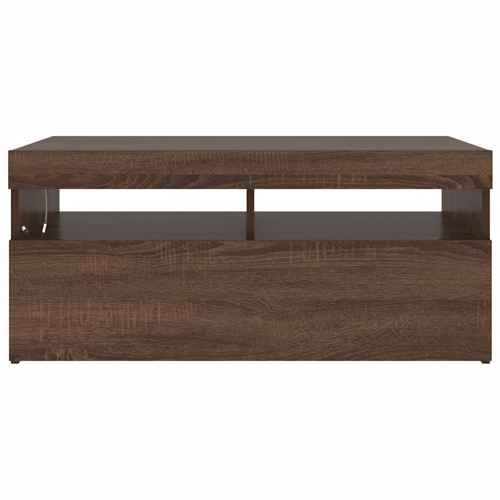 TV ormarić s LED svjetlima boja smeđeg hrasta 90 x 35 x 40 cm