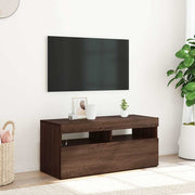 TV ormarić s LED svjetlima boja smeđeg hrasta 90 x 35 x 40 cm