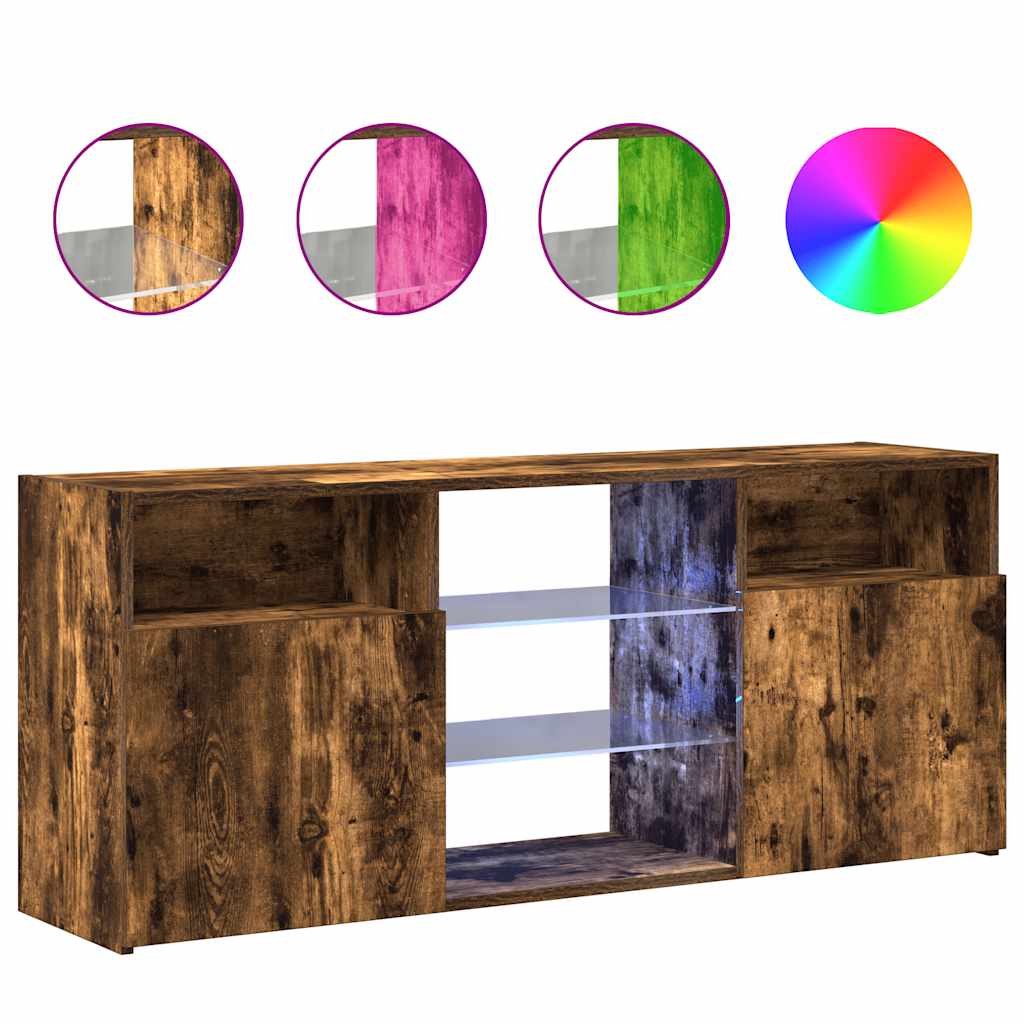 TV ormarić s LED svjetlima boja dimljenog hrasta 120x30x50 cm