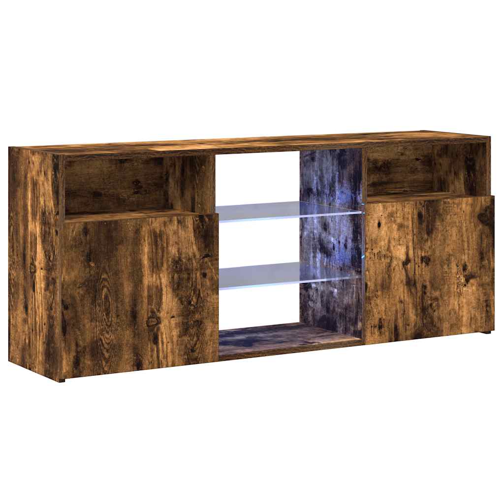 TV ormarić s LED svjetlima boja dimljenog hrasta 120x30x50 cm
