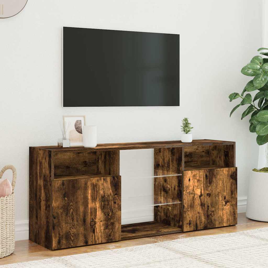 TV ormarić s LED svjetlima boja dimljenog hrasta 120x30x50 cm