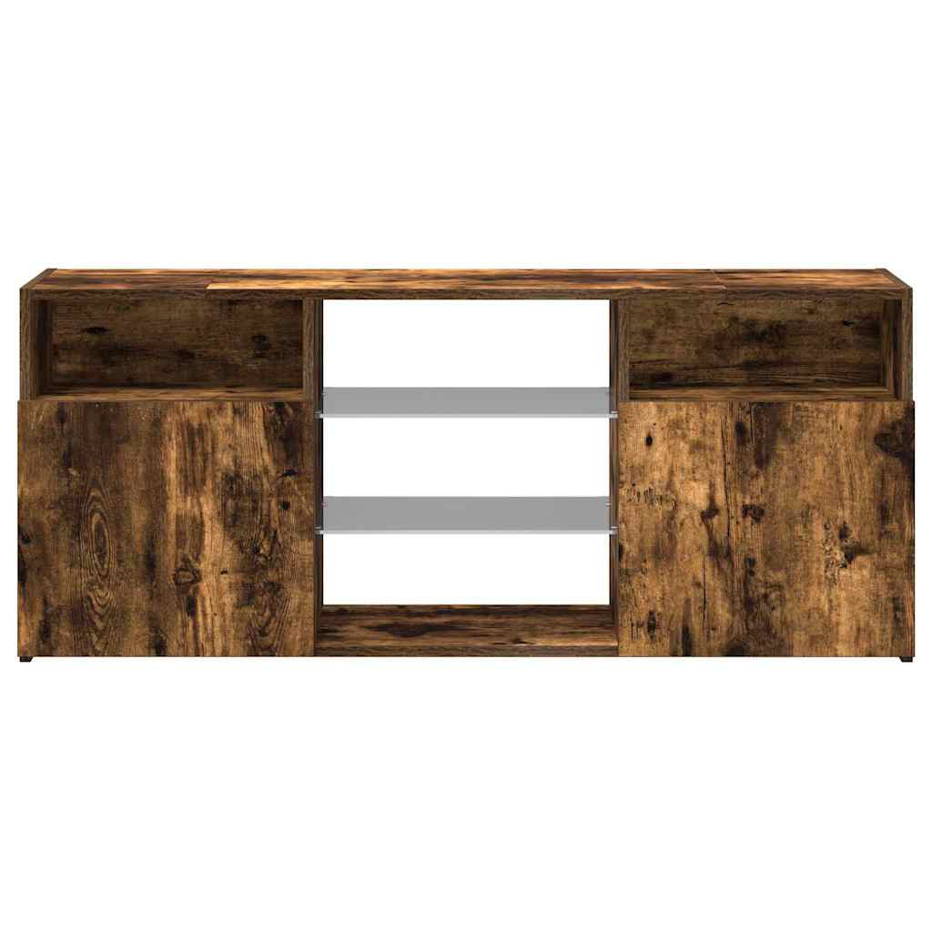 TV ormarić s LED svjetlima boja dimljenog hrasta 120x30x50 cm