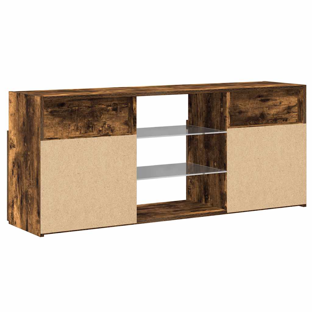 TV ormarić s LED svjetlima boja dimljenog hrasta 120x30x50 cm