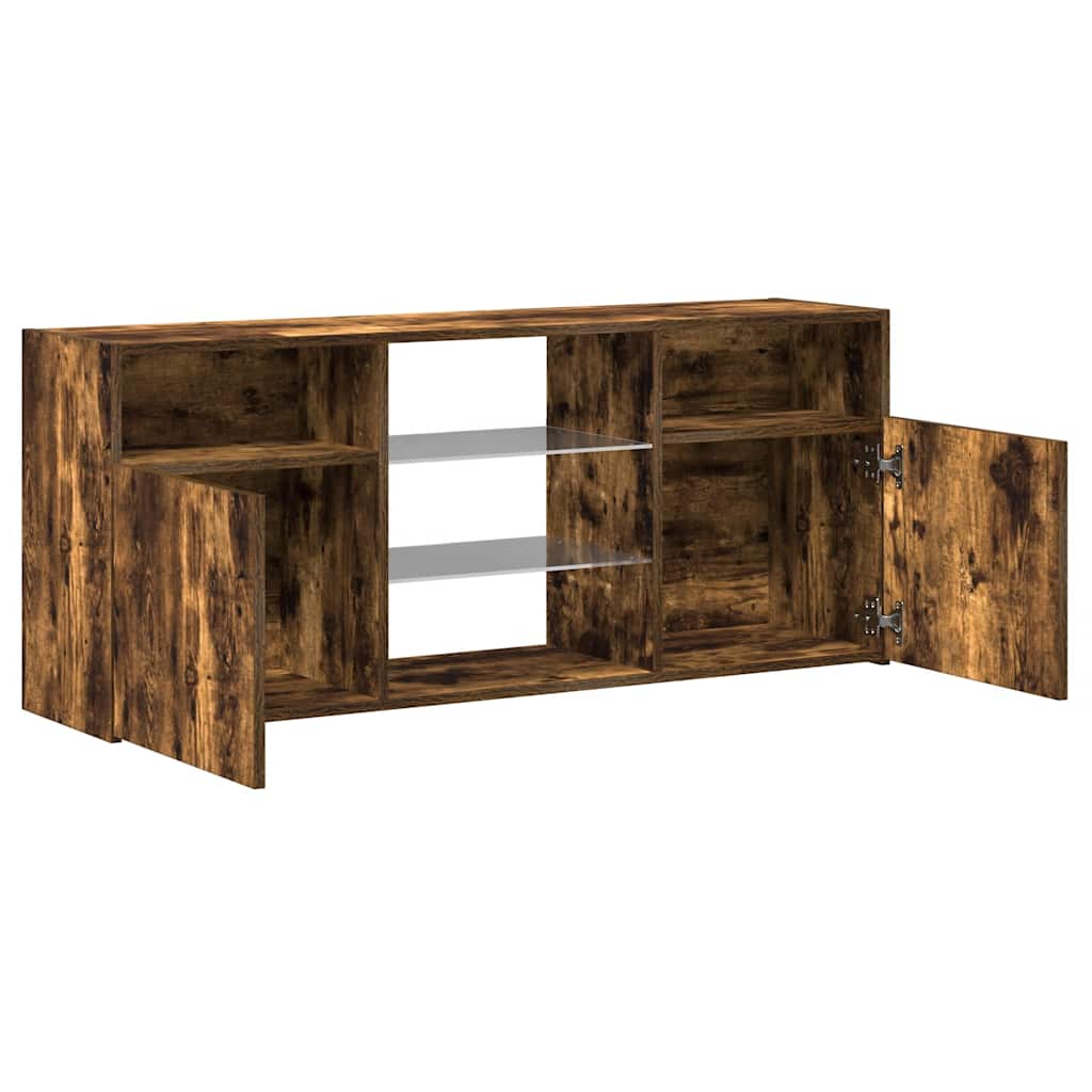 TV ormarić s LED svjetlima boja dimljenog hrasta 120x30x50 cm