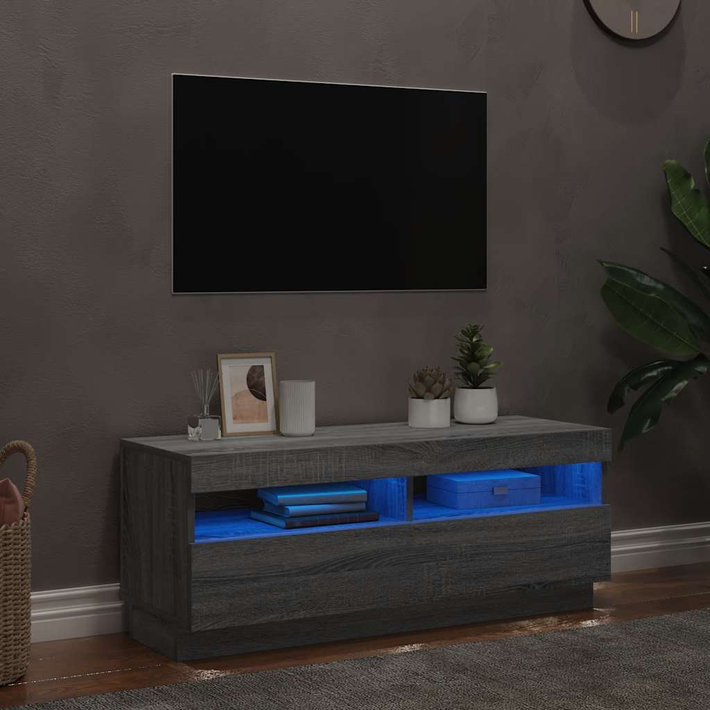 TV ormarić s LED svjetlima boja hrasta sonome 100 x 35 x 40 cm