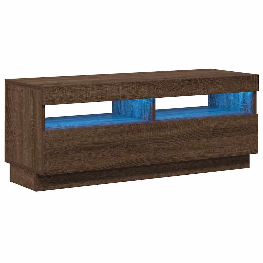 TV ormarić s LED svjetlima boja smeđeg hrasta 100 x 35 x 40 cm