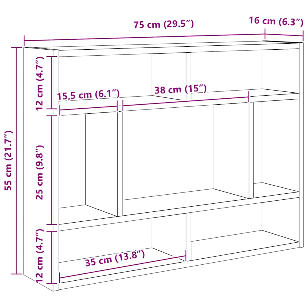 Zidna polica boja hrasta sonome 75x16x55 cm konstruirano drvo