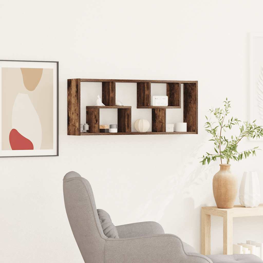 Zidna polica boja dimljenog hrasta 36x16x90cm konstruirano drvo