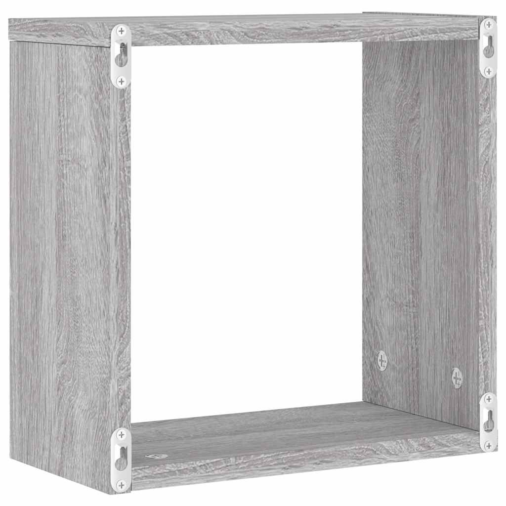 Zidne kockaste police 6 kom Siva Sonoma 30x15x30 cm