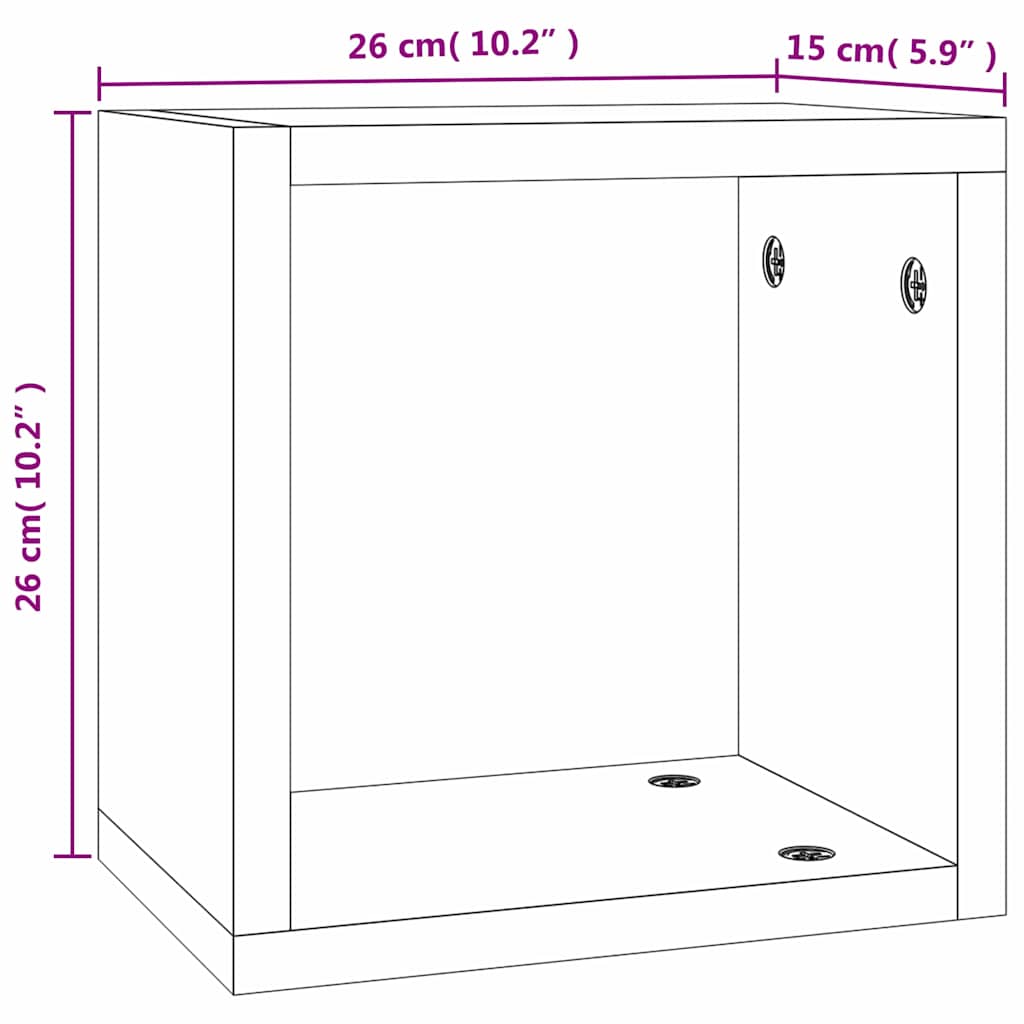 Police na zidu s policom 2 pcs Dimljeni hrast 26 x 15 x 26 cm