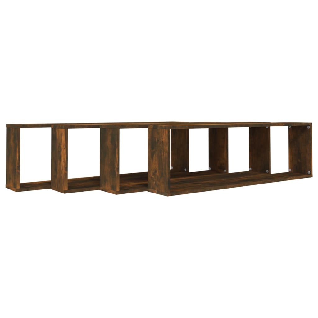 Kockaste zidne police 4 kom boja hrasta 100 x 15 x 30 cm drvene