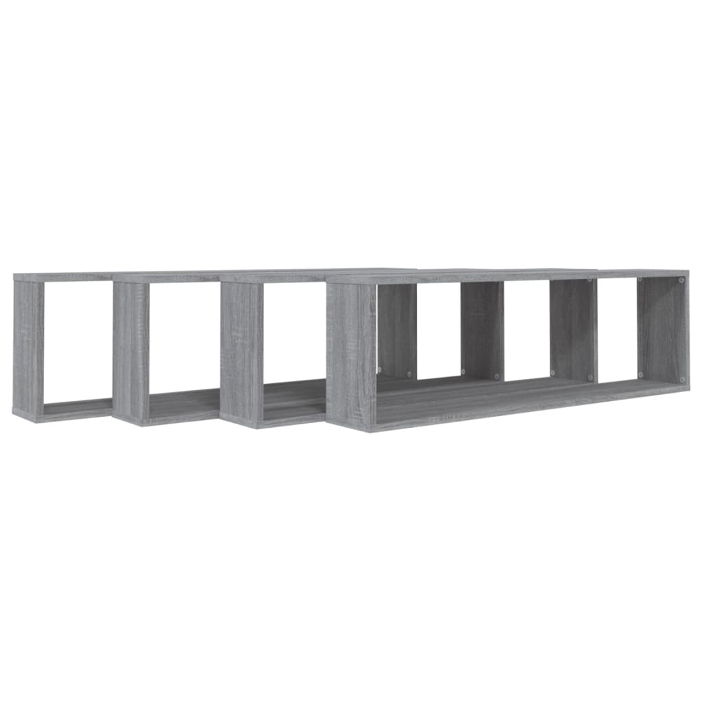 Kockaste zidne police 4 kom boja hrasta 100 x 15 x 30 cm drvene