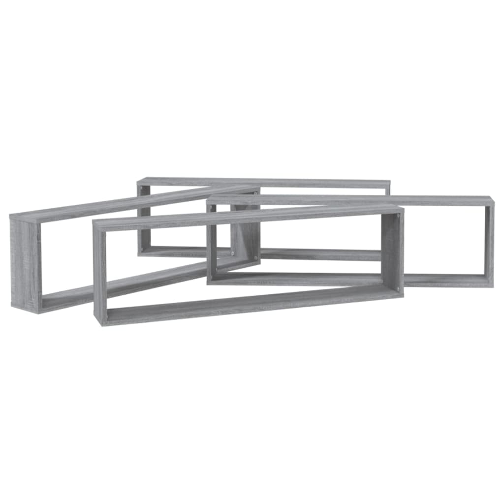 Kockaste zidne police 4 kom boja hrasta 100 x 15 x 30 cm drvene