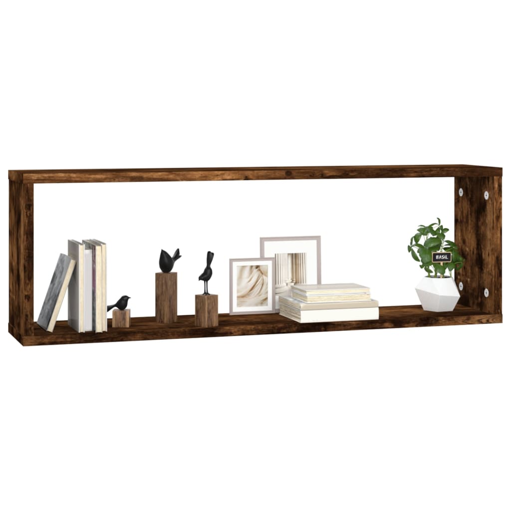 Kockaste zidne police 4 kom boja hrasta 80x15x26,5 cm drvene