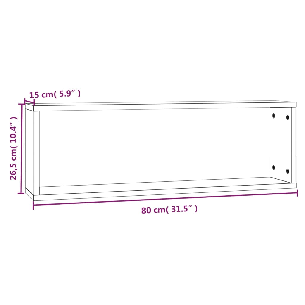 Kockaste zidne police 4 kom boja hrasta 80x15x26,5 cm drvene