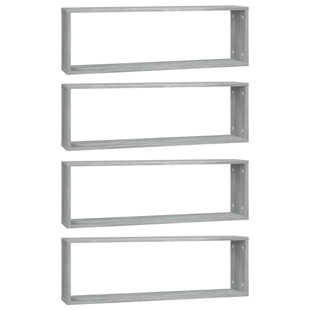 Kockaste zidne police 4 kom boja hrasta 80x15x26,5 cm drvene