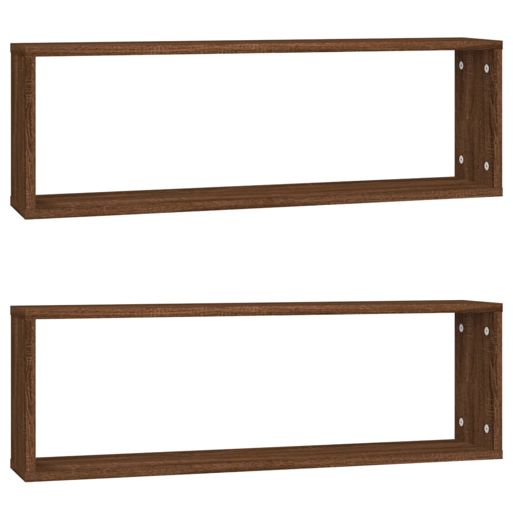 Kockaste zidne police 2 kom boja hrasta 80x15x26,5 cm drvene