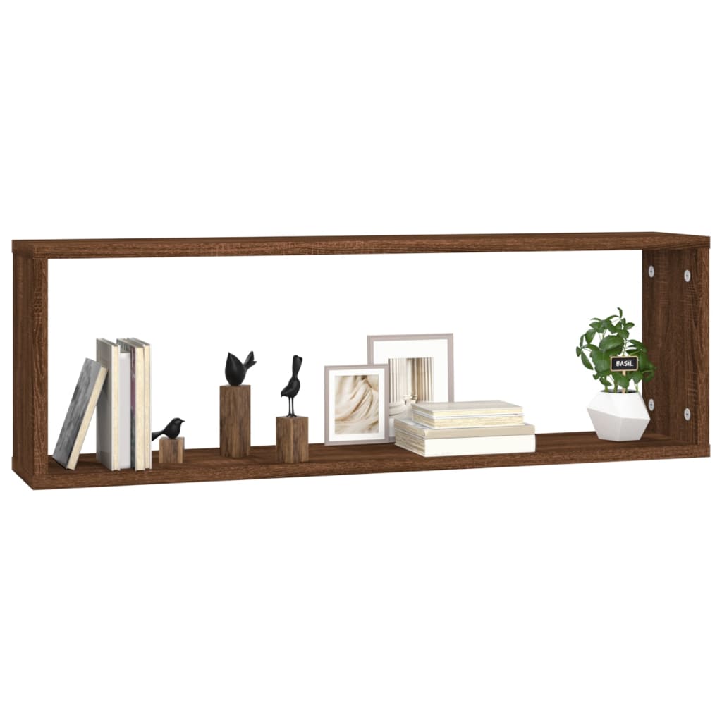 Kockaste zidne police 2 kom boja hrasta 80x15x26,5 cm drvene
