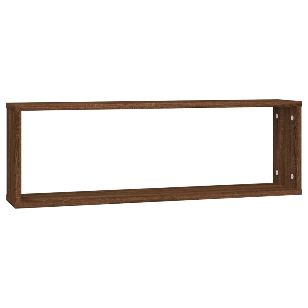 Kockaste zidne police 2 kom boja hrasta 80x15x26,5 cm drvene